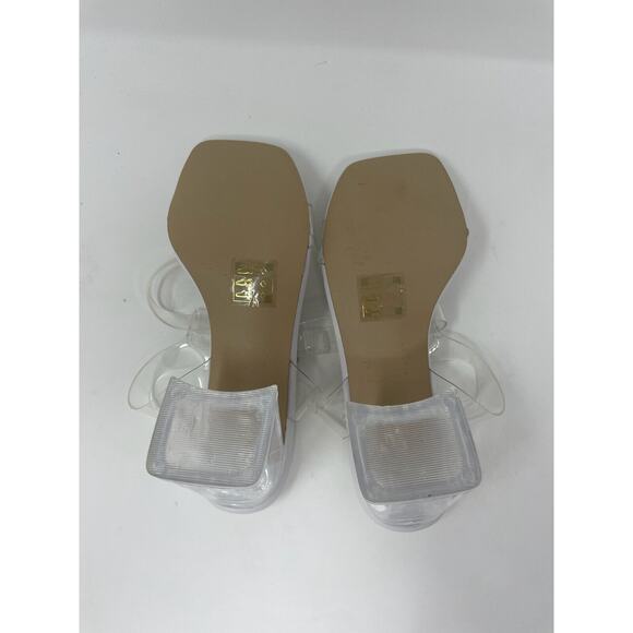 Call It Spring Ariel Clear Block Heel Ankle Strap Sandals Size 5 - Picture 7 of 9